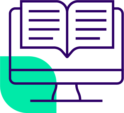 Graphic of computer with an ebook